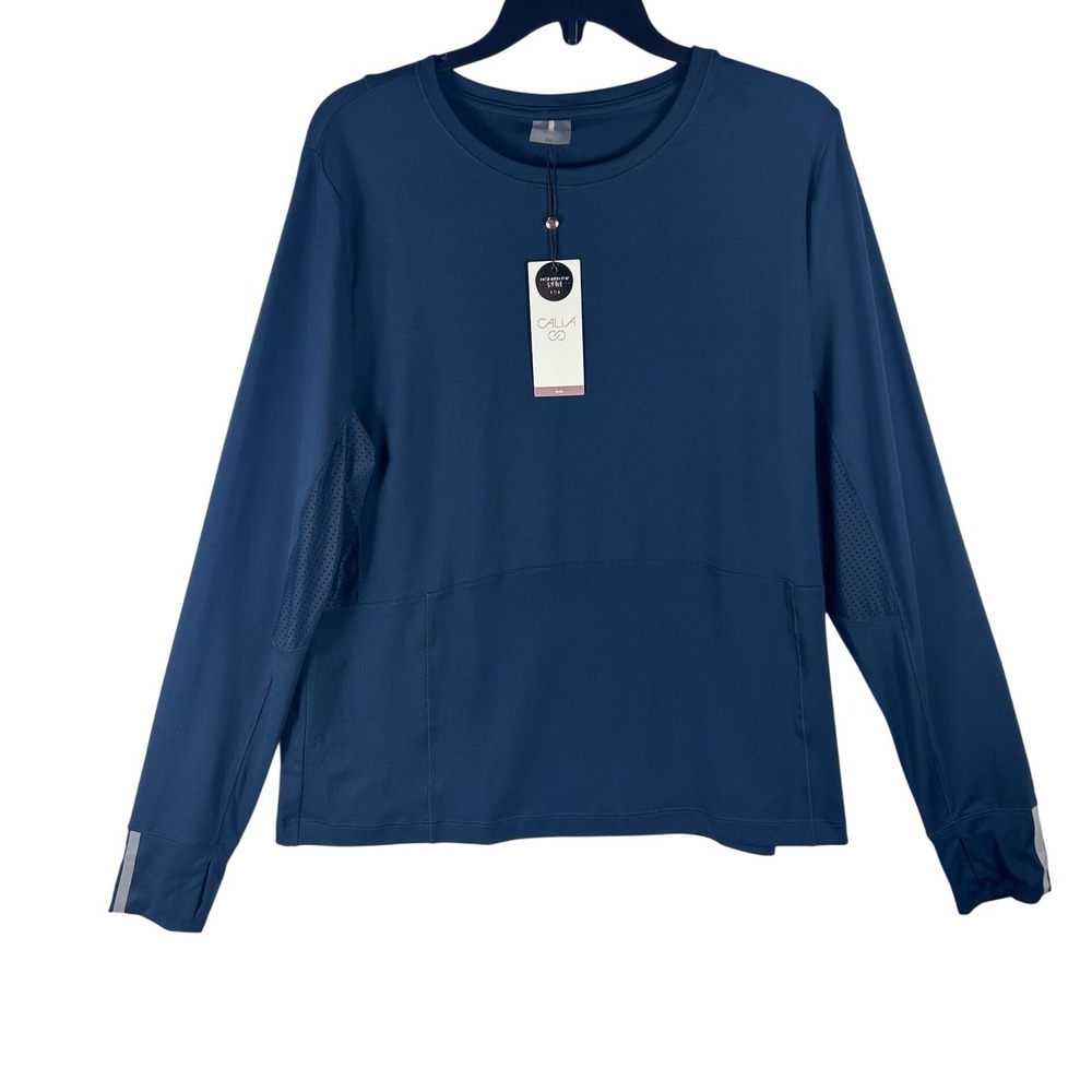 CALIA Womens 2X Long Sleeve Athletic Top Darker‎ Ardosia Slate Thumbholes NEW